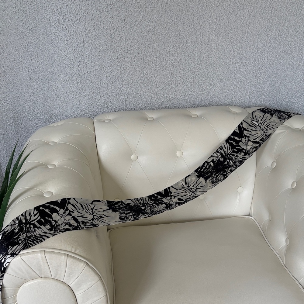 Elegant Black and White Floral Scarf